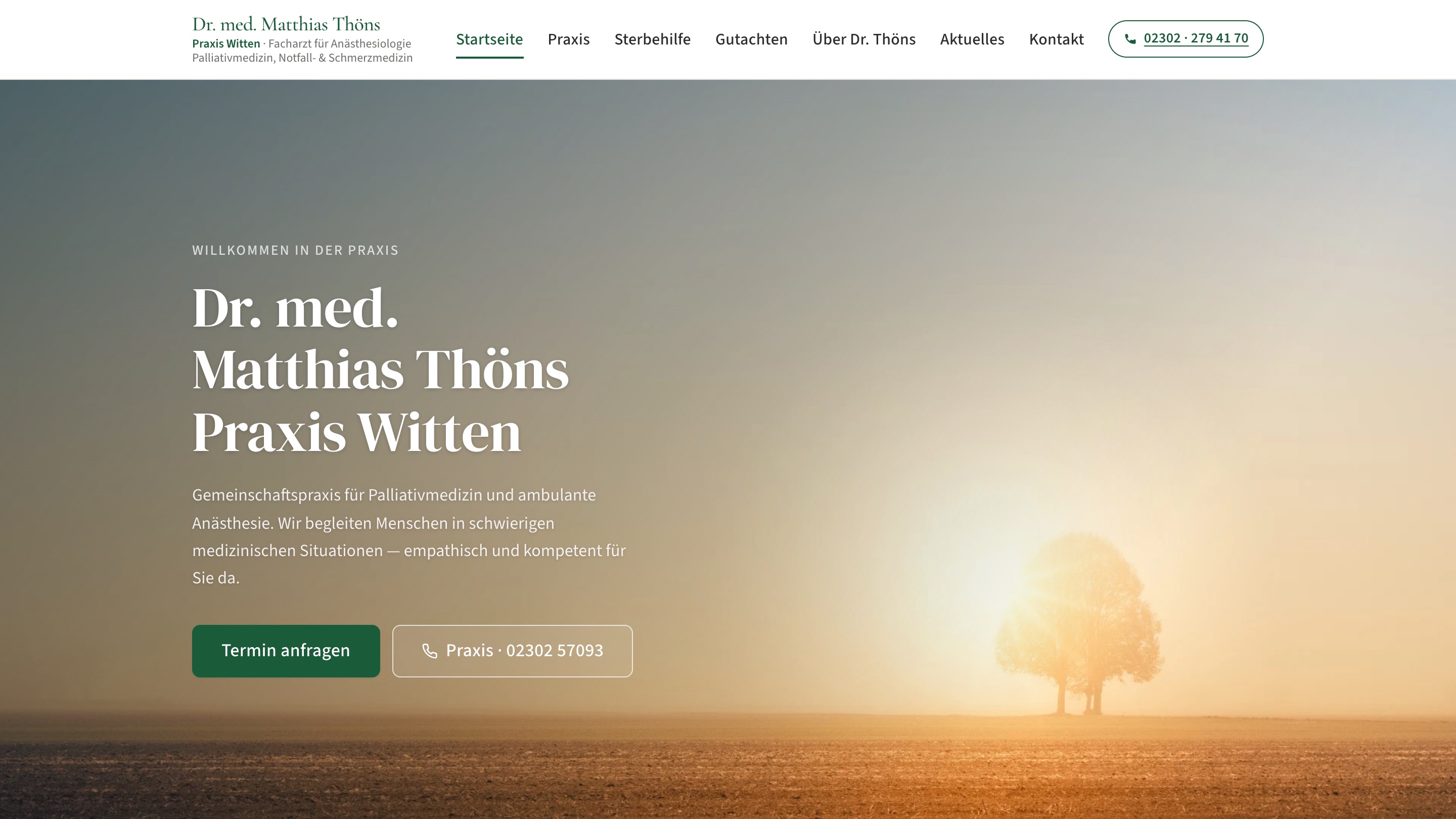 Screenshot der Website der-schlafdoktor.de, Desktop-Ansicht mit Praxis-Hero